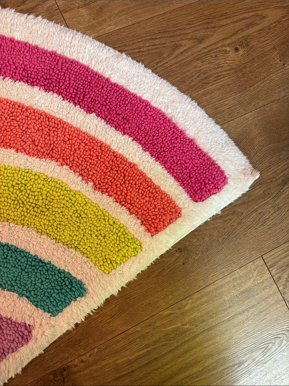 Pillowfort Colorful Rainbow Semi-Circle Bath Rug Pink Orange Teal Green Purple - Picture 4 of 7